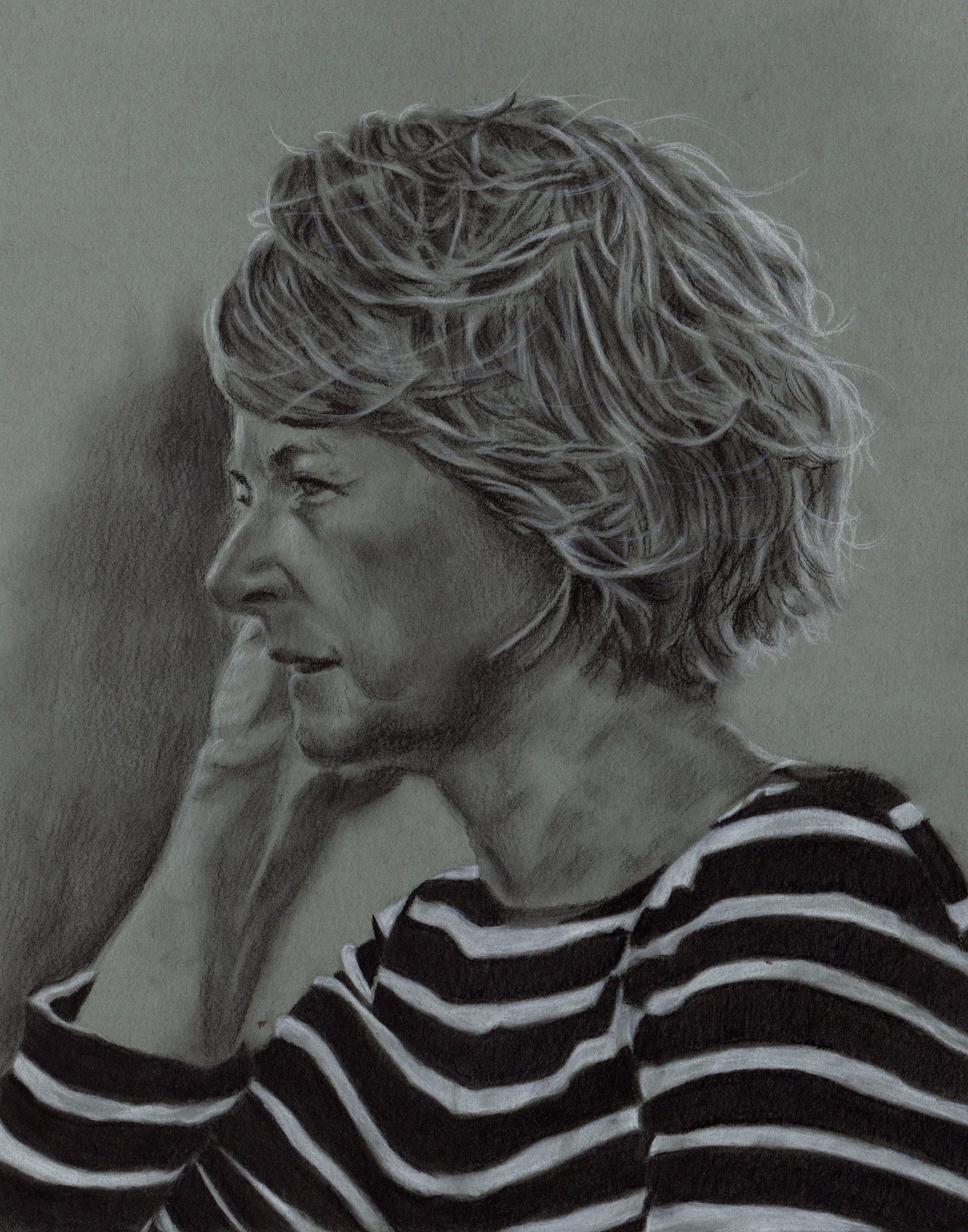No title - Charcoal and white charcoal on colored paper (11x14)