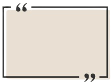 Empty beige speech bubble with double quotation marks in the top left and bottom right corners