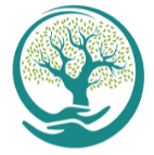 A circular logo featuring a stylized tree with green leaves and a blue trunk, surrounded by a blue border.