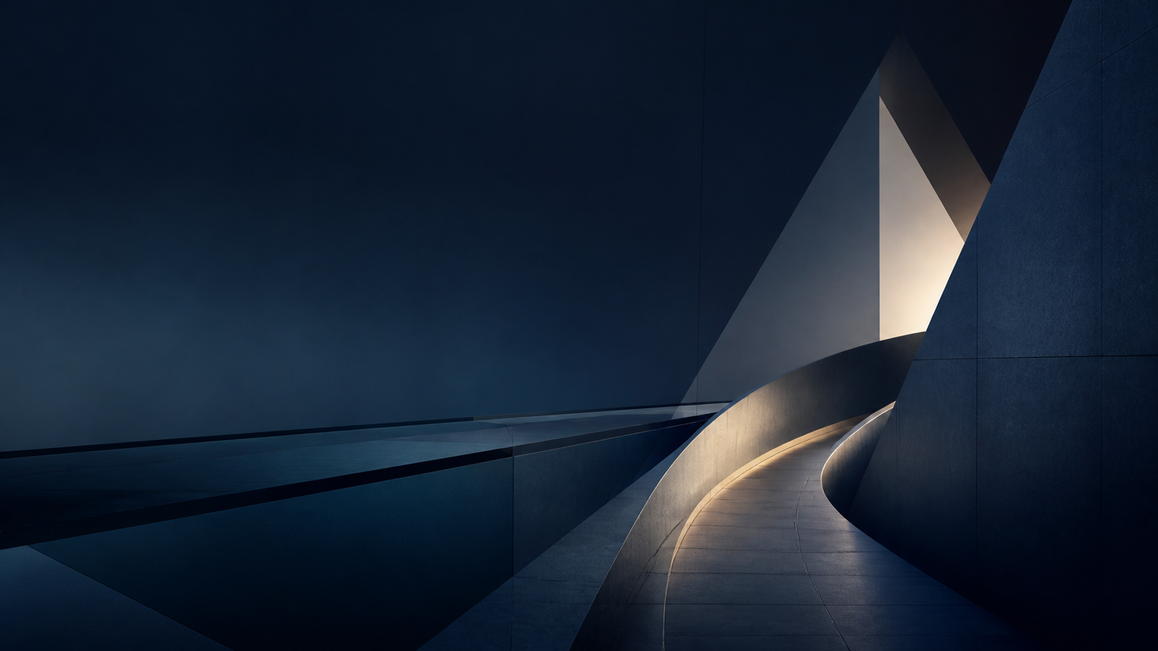 Abstract navy architecture with an illuminated path representing aligned revenue growth