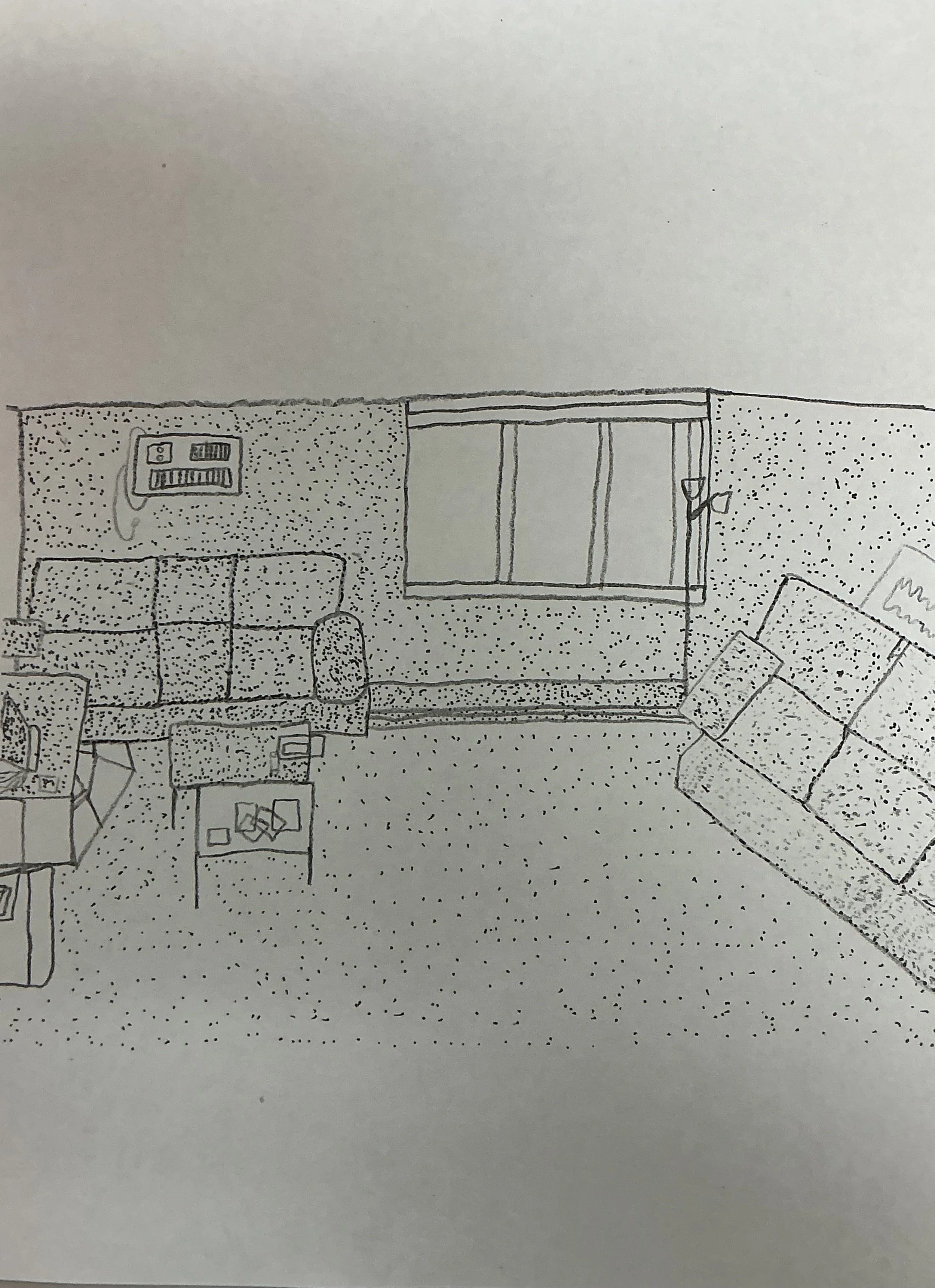 Visual Texture Project: Using our line drawing above as a starting point, I used implied line using Micro Pens to give the allusion of Visual Texture.
