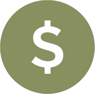 Green circle with a white dollar sign in the center.