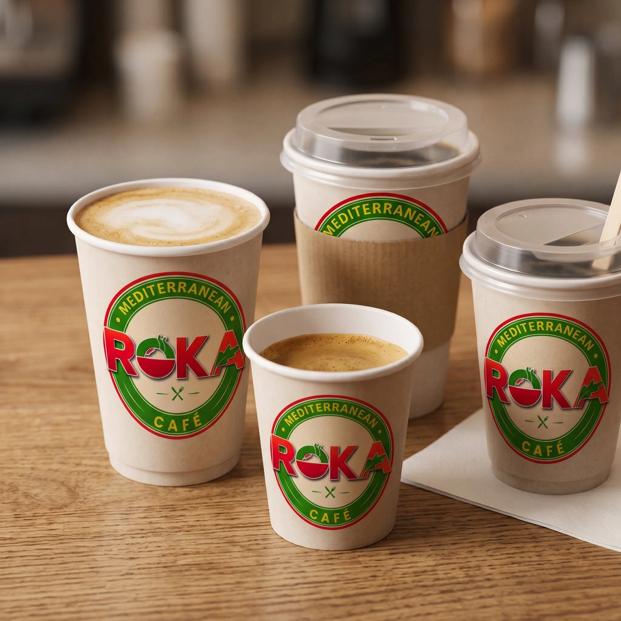 ROKA espresso and freshly brewed coffee served in café cups