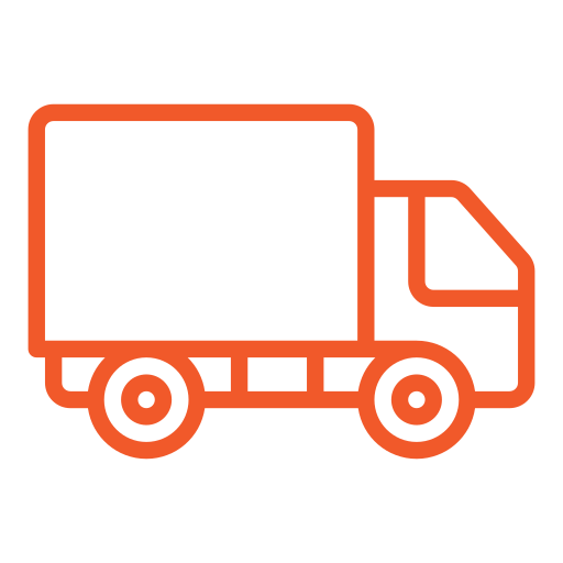 Icon of a delivery truck with a black background.