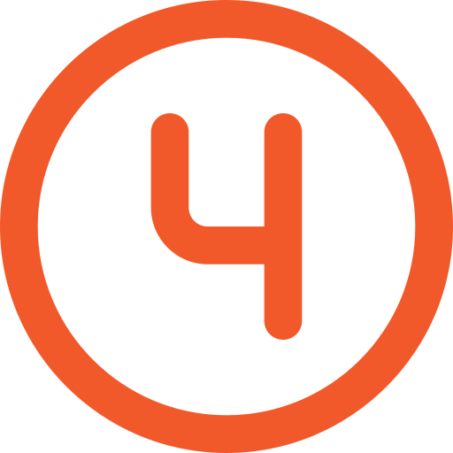 Number four in an orange circle on a black background.