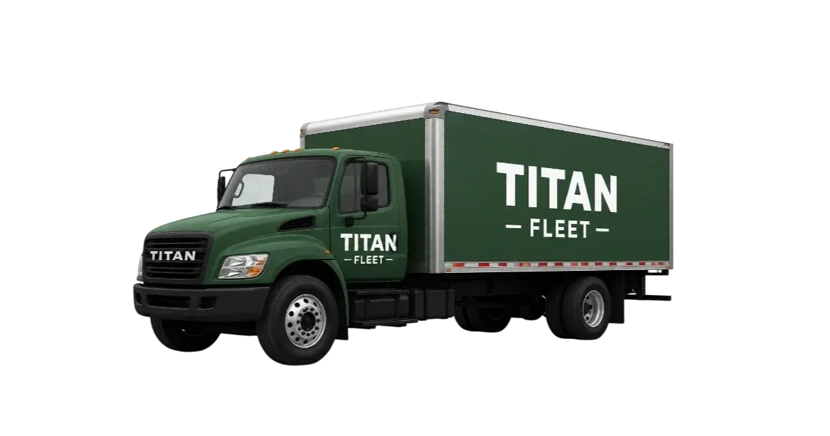 Green fleet truck with 'TITAN FLEET' logo on the side.