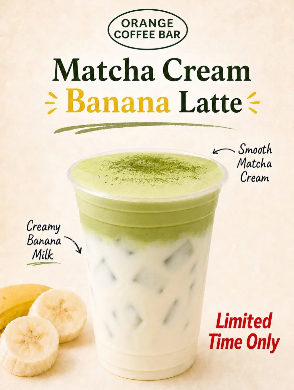 🍵🍌 NEW LIMITED-TIME DRINK! 🍌🍵

Meet our Matcha Cream Banana Latte! Creamy banana milk topped with smooth, rich matcha cream. 💚

Sweet, creamy, and packed with matcha flavor, it&rsquo;s the perfect end-of-summer treat. ☀️

🧊 Iced only
⏳ Limited 