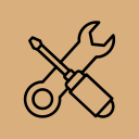 Illustration of a screwdriver and wrench crossed