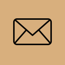 Icon of a mail envelope on a beige background.