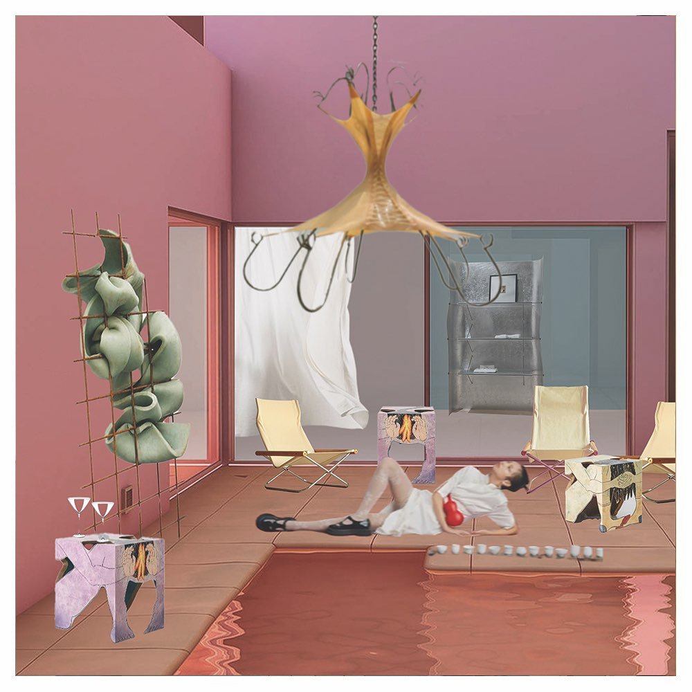 IDEA MOODBOARD SERIES #8
#moodboard #interior #poolpub 
.
Space is inspired by project of Gero Gies Fine Arts Prints 
Pendant by Hannah Levy 
Stool is Prometheus and Gertrudis by @saelia_aparicio 
Chairs by Takeshi Nii (1920-2007) 
Artwall on left is