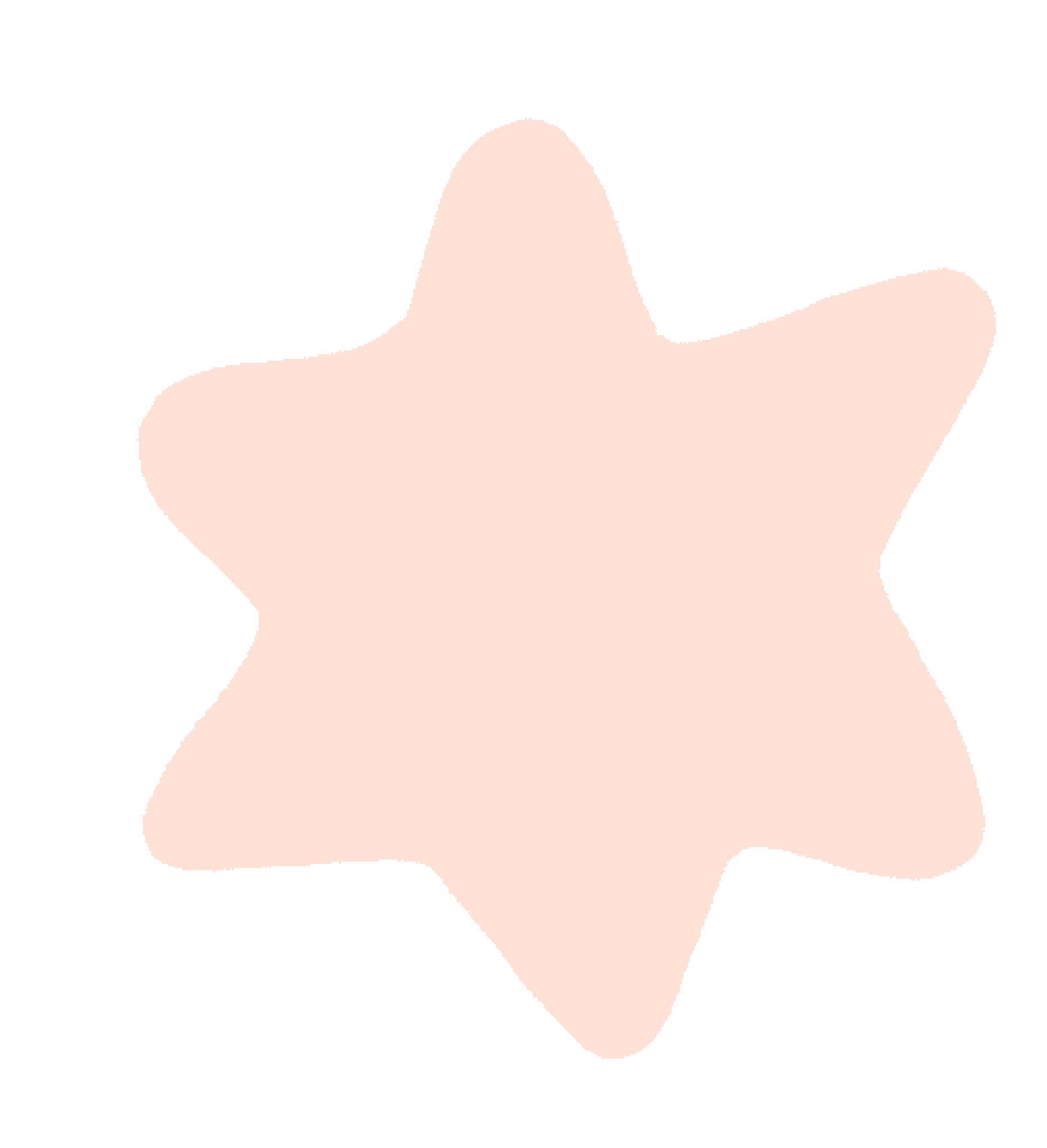 Peach abstract shape on a blank background.