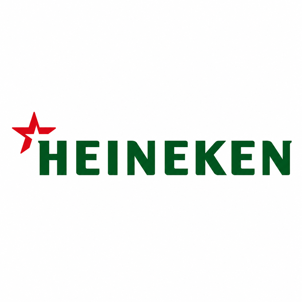 Heineken logo with red star and green text on a white background.