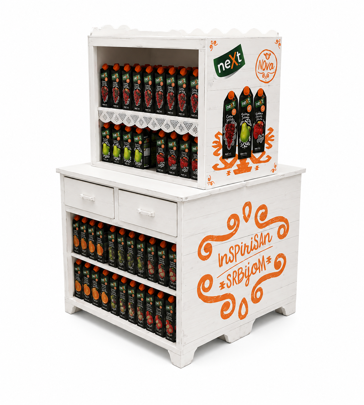 POS polica po meri za izlaganje proizvoda
Brendirana polica 
Metalna POS polica sa više nivoa 
Drvena POS polica izrađena po meri
Samostojeća polica
Brendirani retail display
POS polica sa LED rasvetom
Tematska promotivna polica izrađena po meri