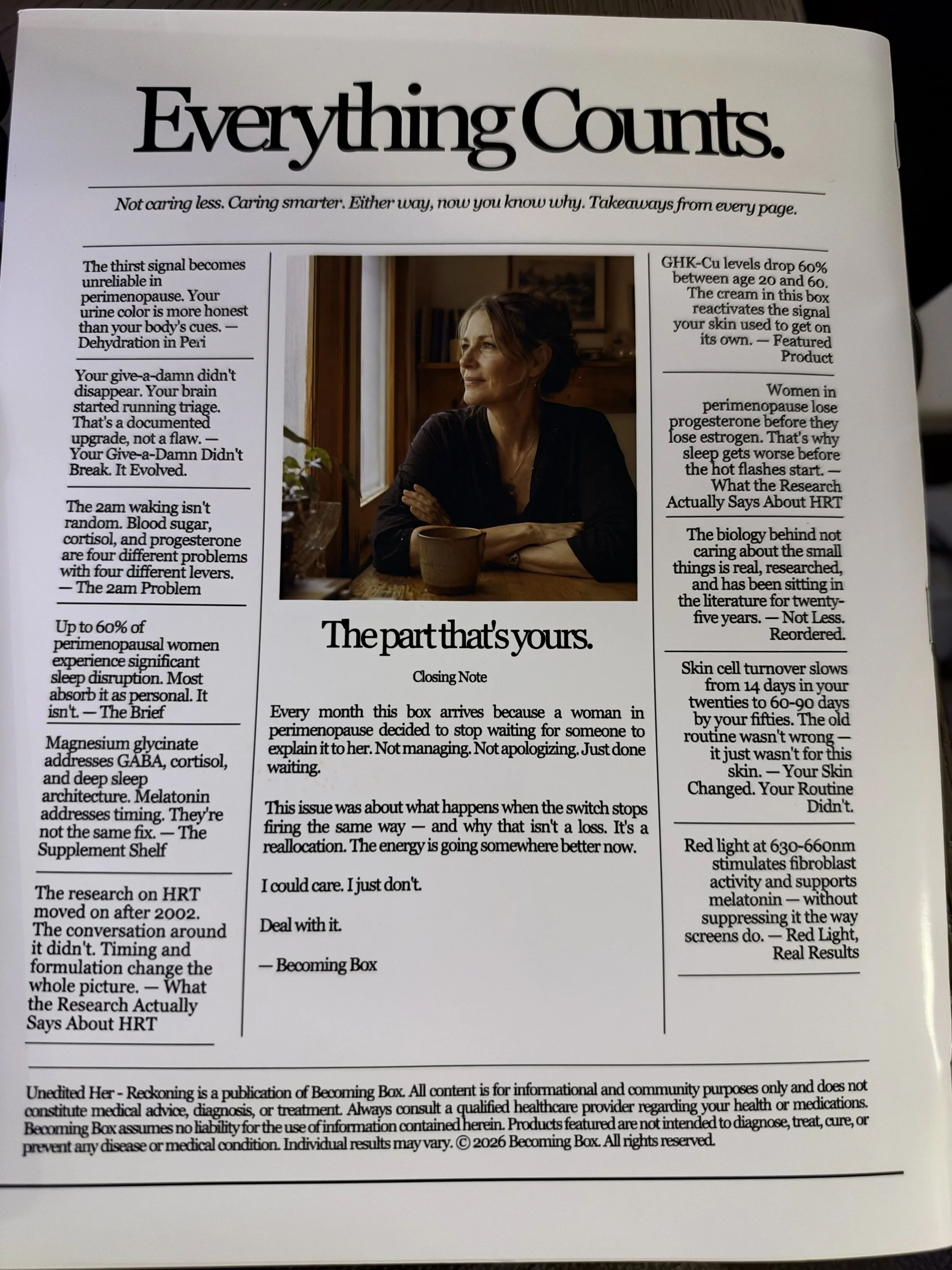Back cover of the Unedited Her magazine included in the September 2026 Becoming Box