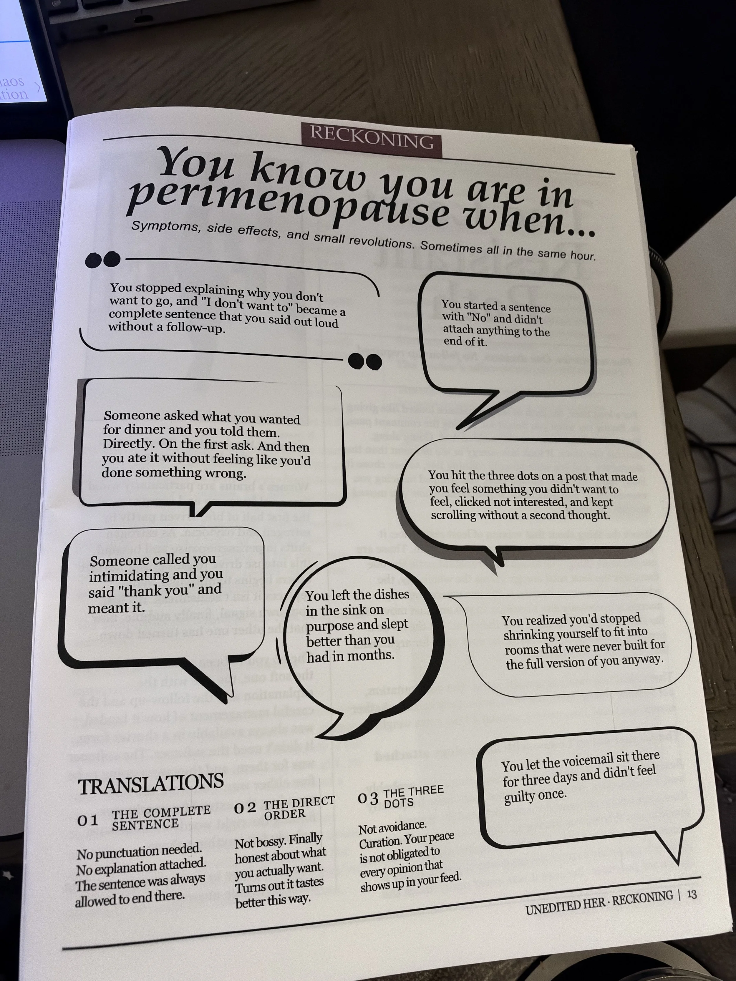 Unedited Her magazine page about perimenopause.