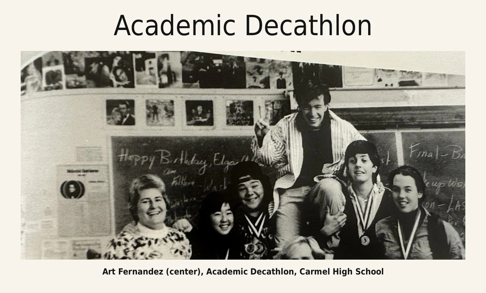 Art Fernandez with the Carmel High School Academic Decathlon team