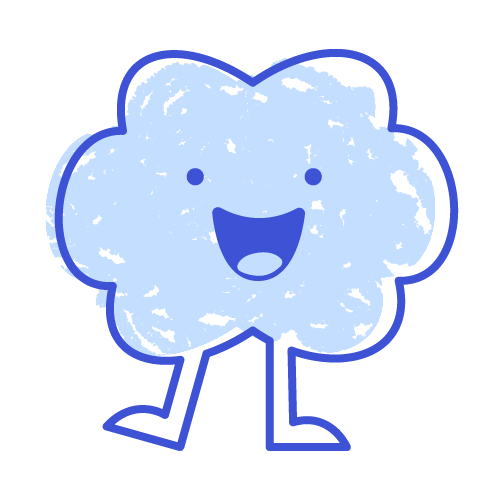 Super Kids smiling blue cloud mascot illustration