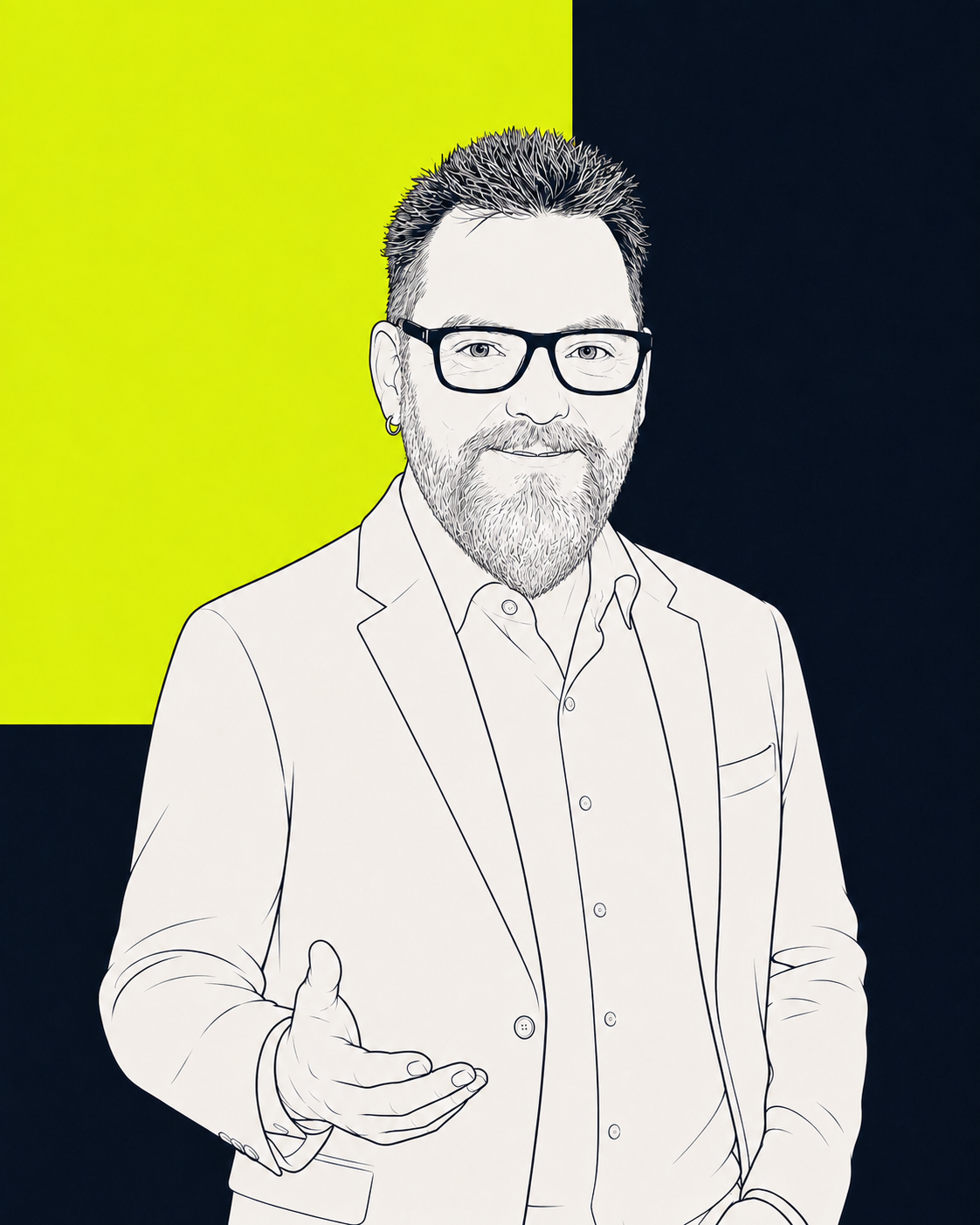 Illustriertes Porträt von Roman Ecker aus dem JITRO-Beraterteam.