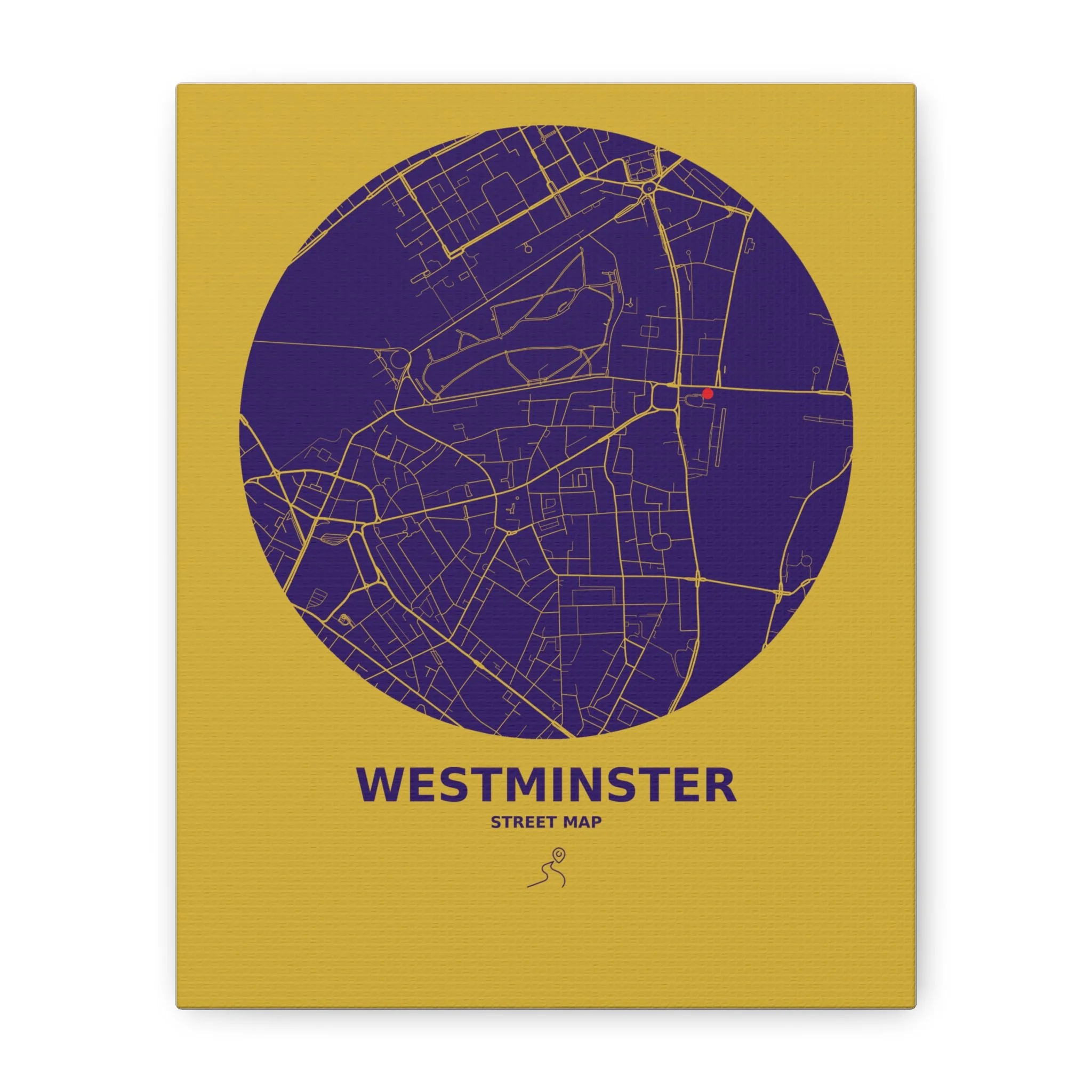 Westminster City Map Canvas Print (with bespoke location) — Modern Minimalist Street Map Art