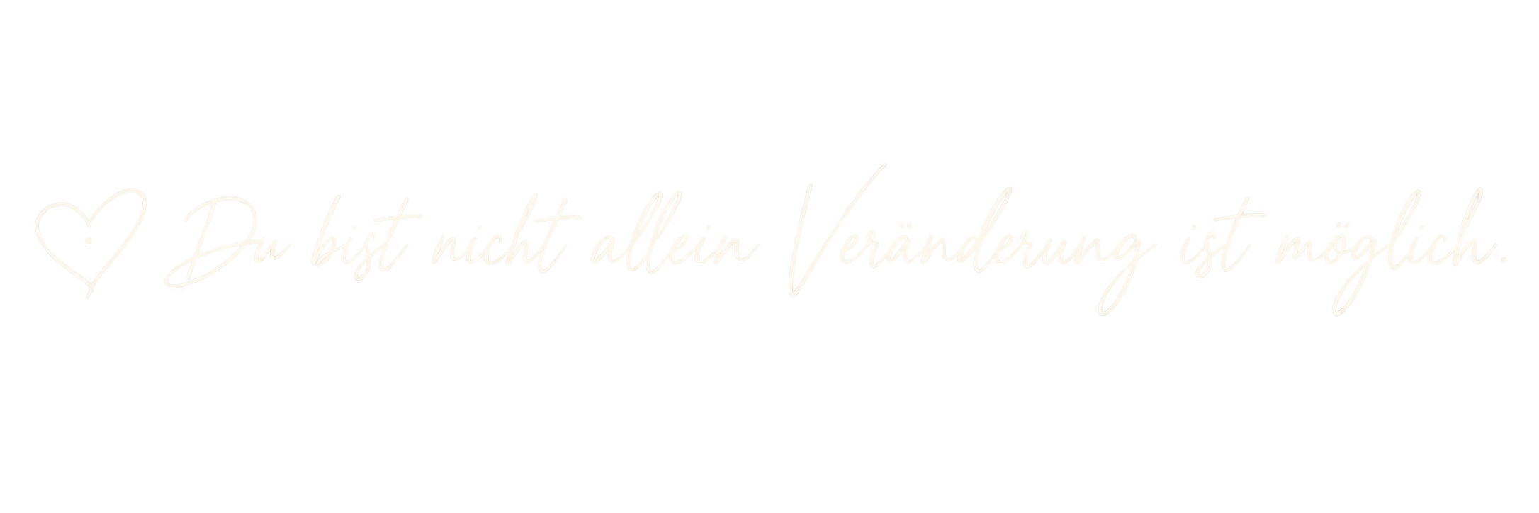 Neon-Schriftzug mit dem Text 'Du bist nicht allein. Veränderung ist möglich' in warmen Farbtönen, umgeben von einem Herzsymbol.