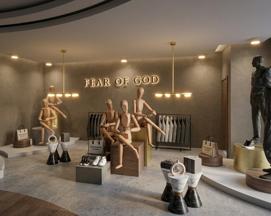 Fear of God's Display Area showcasing timeless pieces created by the brand.