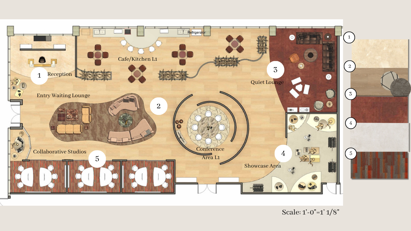 Level I Floor Plan with Floor Finishes.