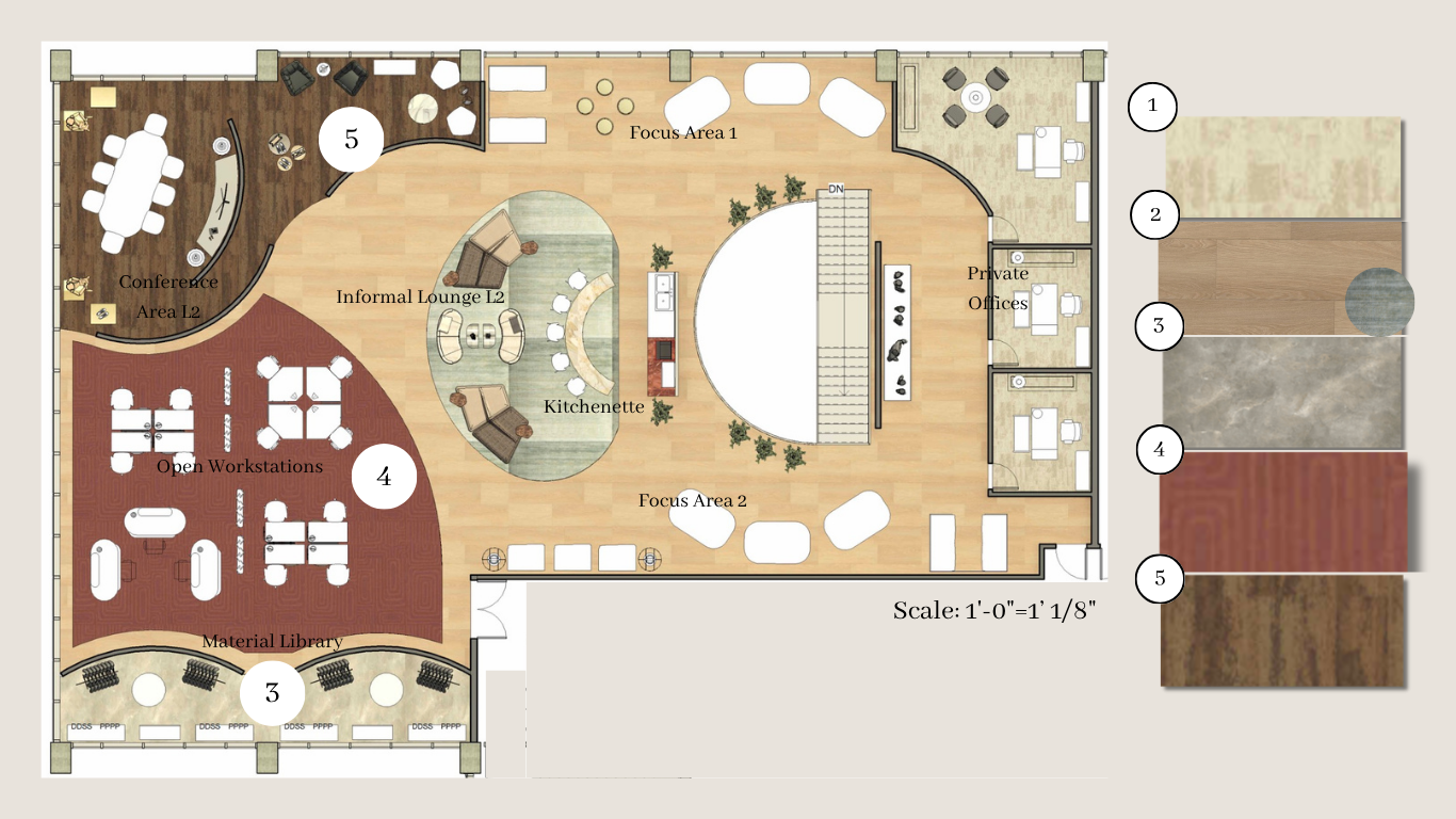 Level II Floor Plan with Floor Finishes.