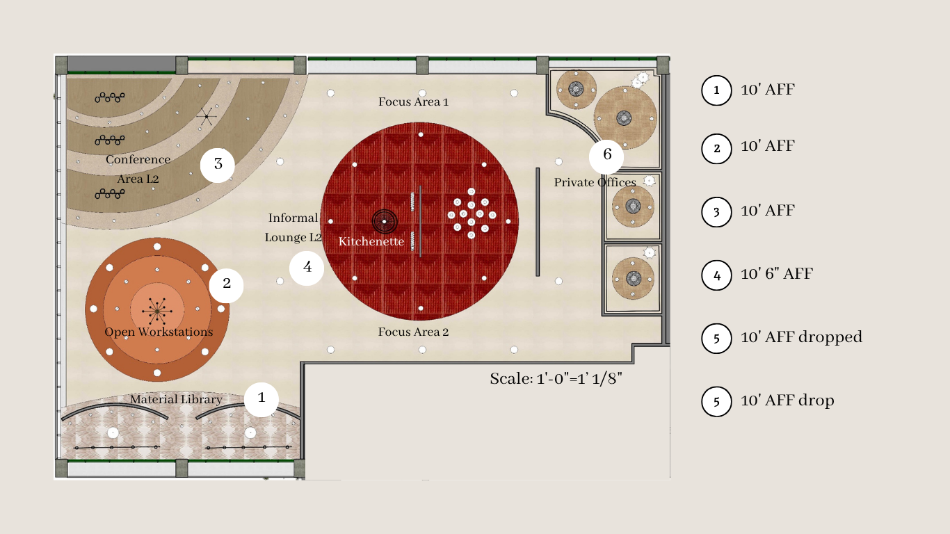 Level II Reflected Ceiling Plan with Ceiling Heights.