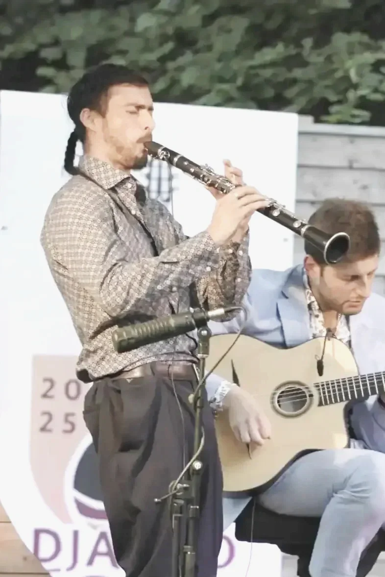 Cristobal Salvador plays clarinet during a Gipsy Tonic gig.