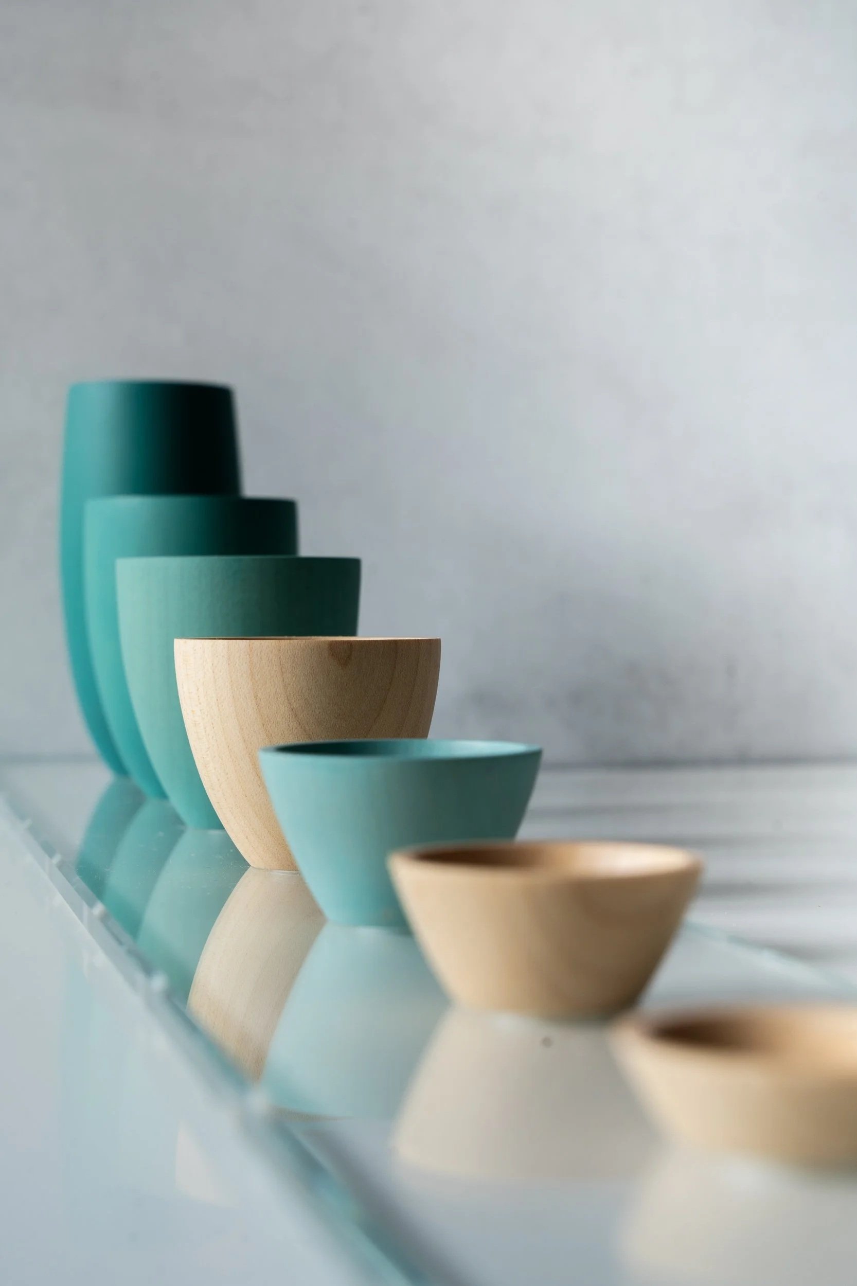 Ebb & Flow 02 artwork.  Sycamore, Glass.  Teal Stains.