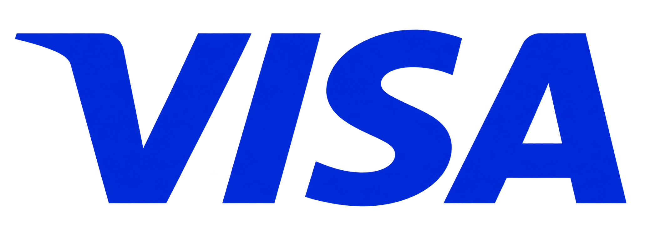 The word 'VISA' in blue, bold, uppercase letters.