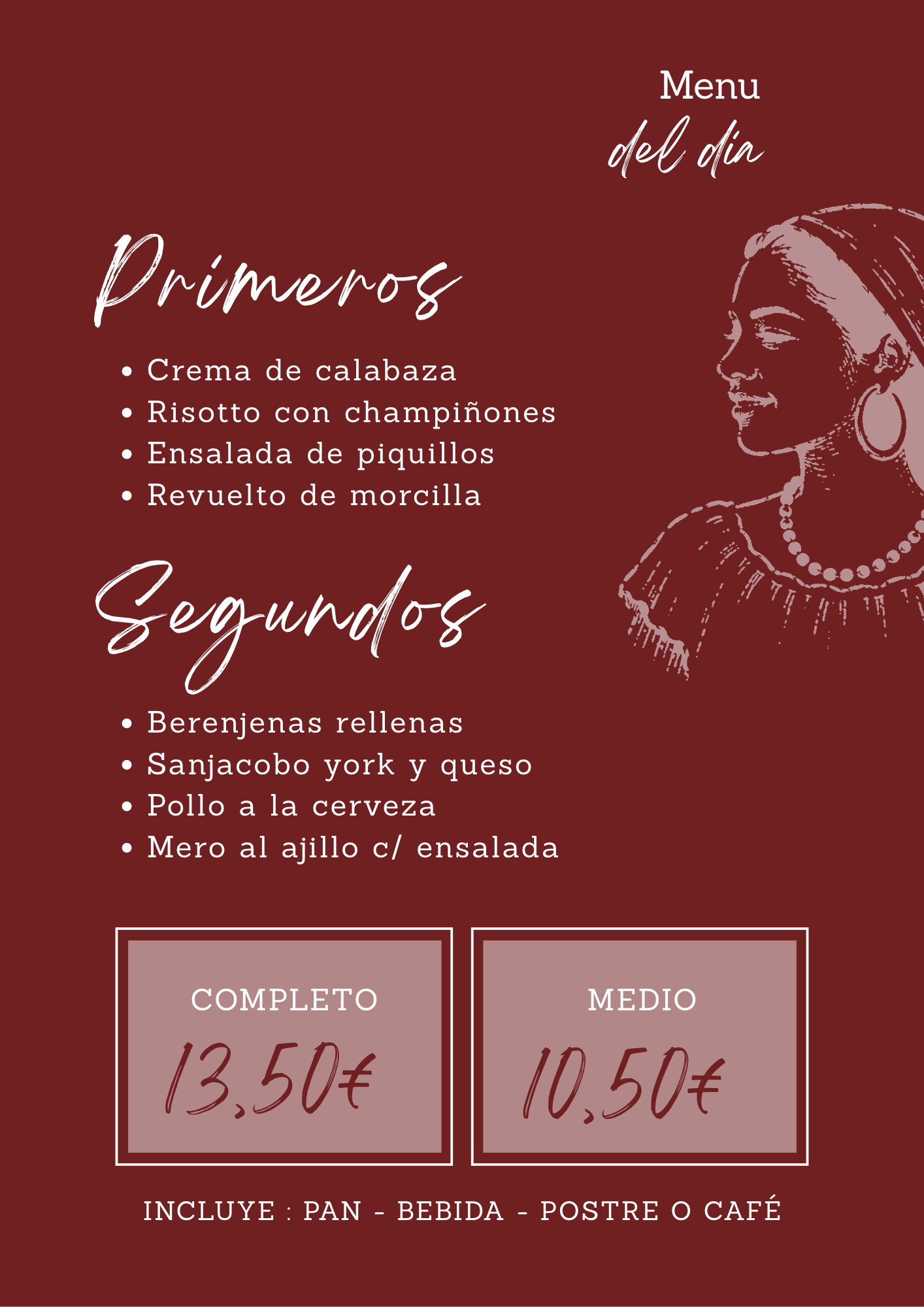 Miércoles · Menú del día