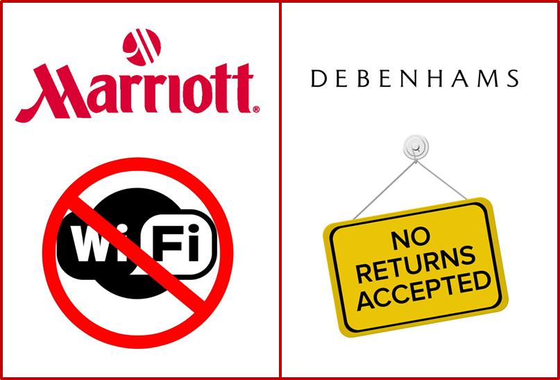 Making life difficult for customers makes no sense at all! Case studies from Marriot Hotels and Debenhams