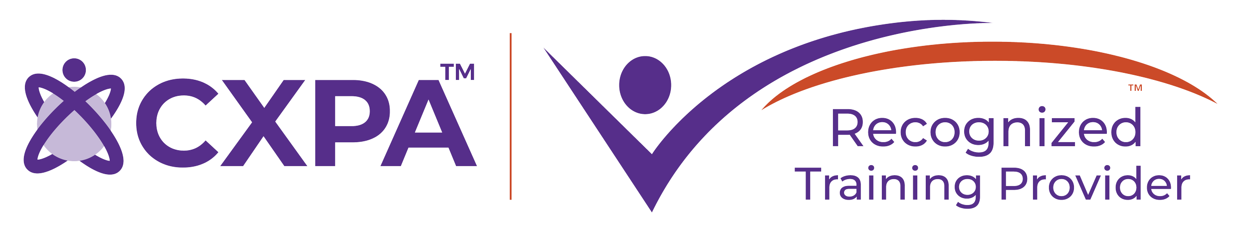 Logo of CCXPA with a purple and black color scheme. The logo includes a stylized human figure and a check mark, along with the text 'CCXPA' and 'Recognized Training Provider'.