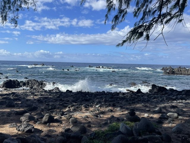 Felsiger Schildkrötenstrand an der Küste von Big Island, Hawaii