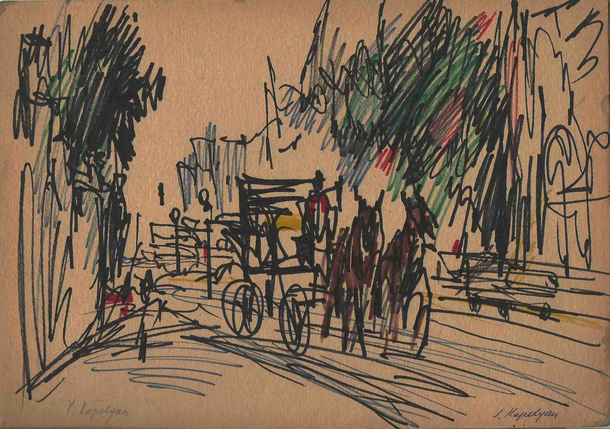 carriage-on-street-in-vienna-1-1988-ink-colour-pen-21x29cm.jpg