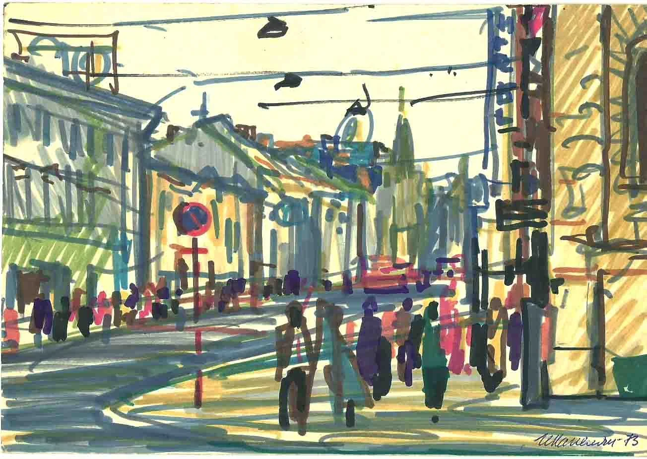 Poland, Warsaw Collection (1973) - Colored pencil on paper, 12 × 16 cm and 11 × 16 cm