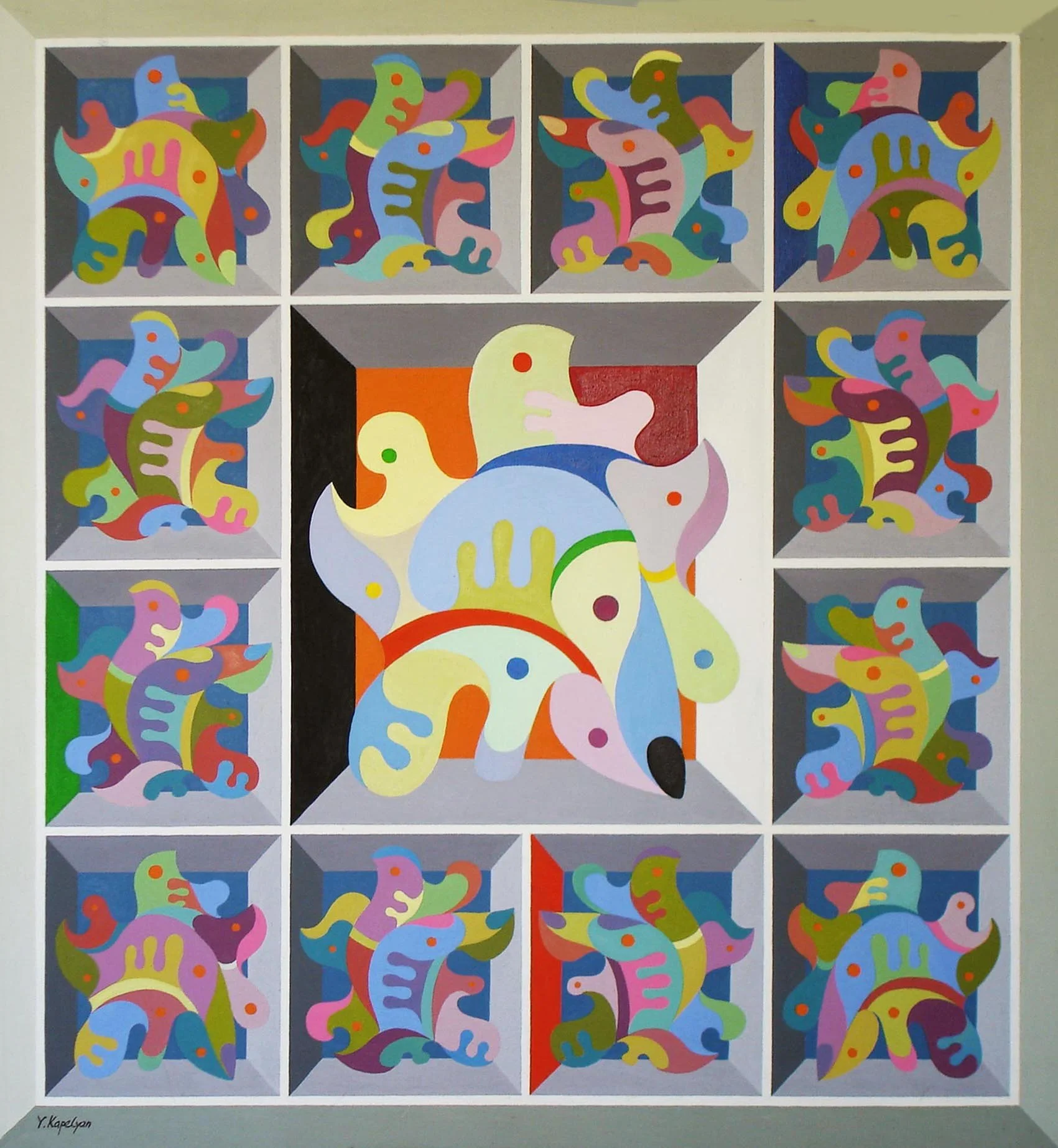 Birds (1993) – Original Oil on Canvas Painting, 130x120 cm