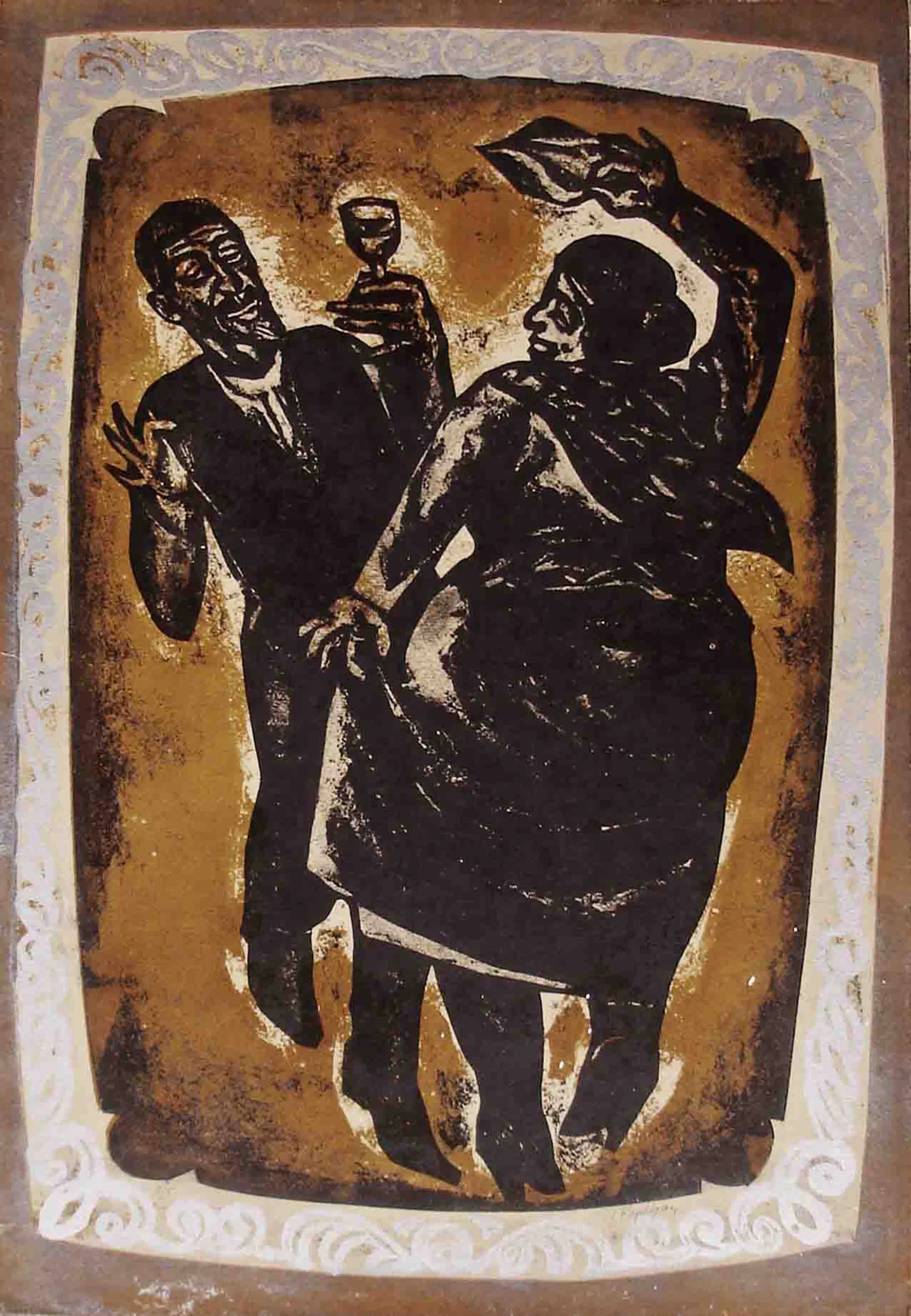 Literary Figures of Shalom Aleichem: Dancers (1967) - Engraving, 65 × 45 cm
