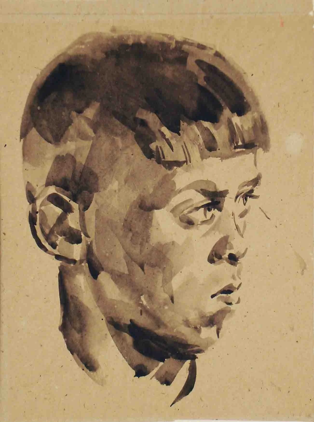Boy (1968) - Ink brush on paper, 36 × 29 cm