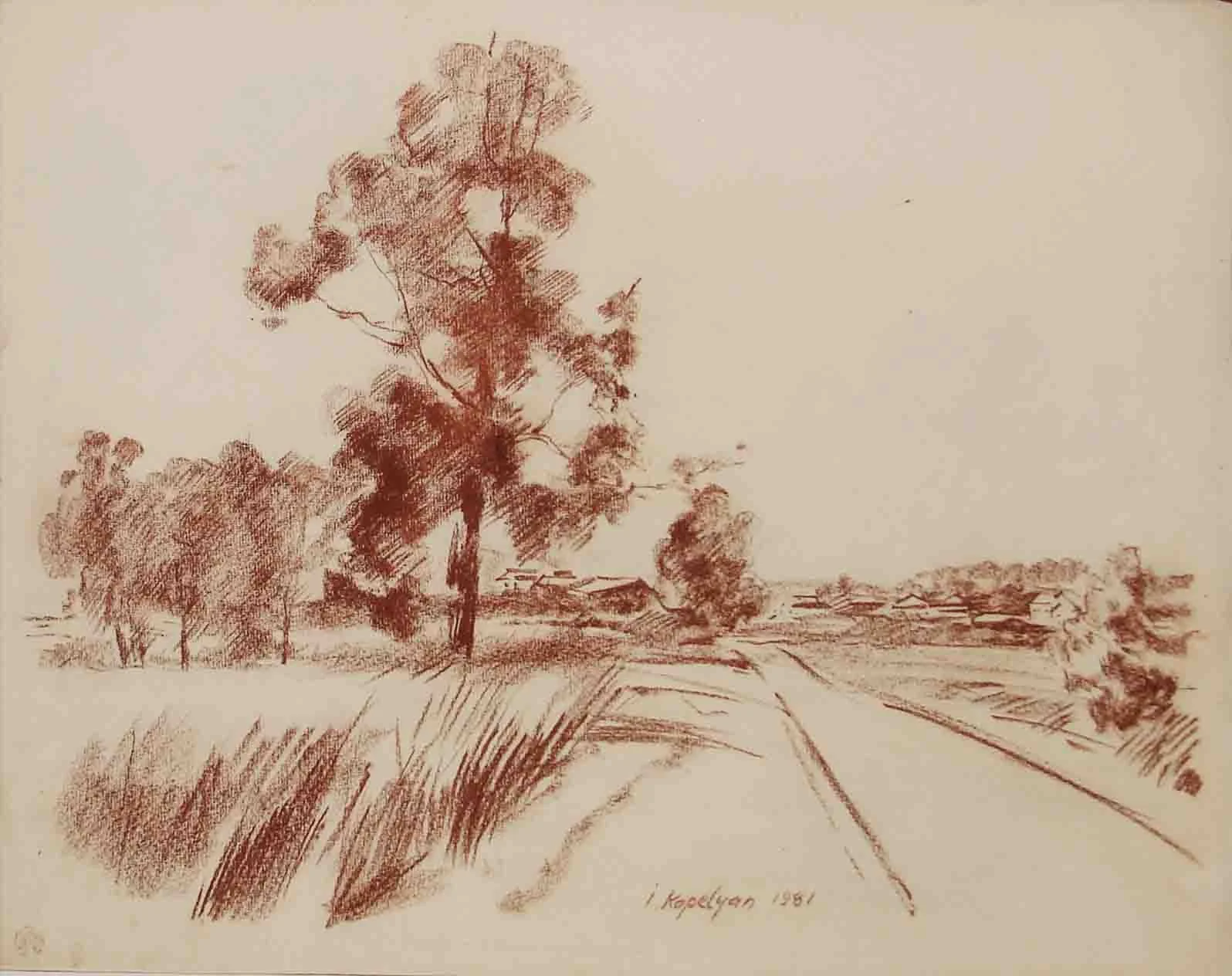 The Way (1981) - Sanguine on paper, 50 × 63 cm