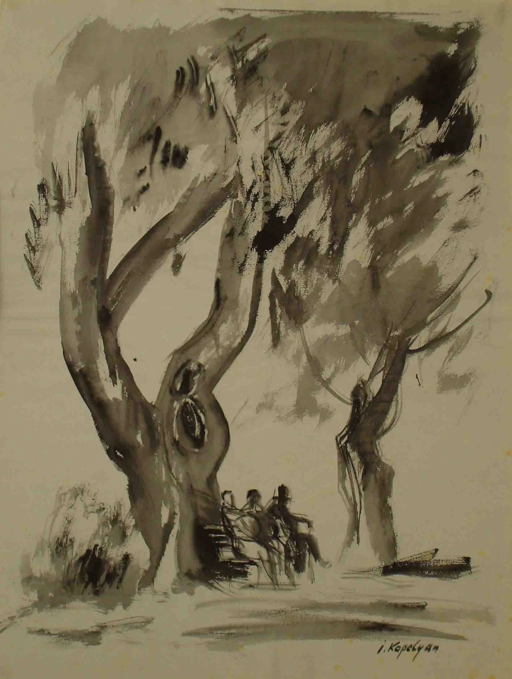 From "Trees" Series - Ink brush on paper, 65 × 50 cm