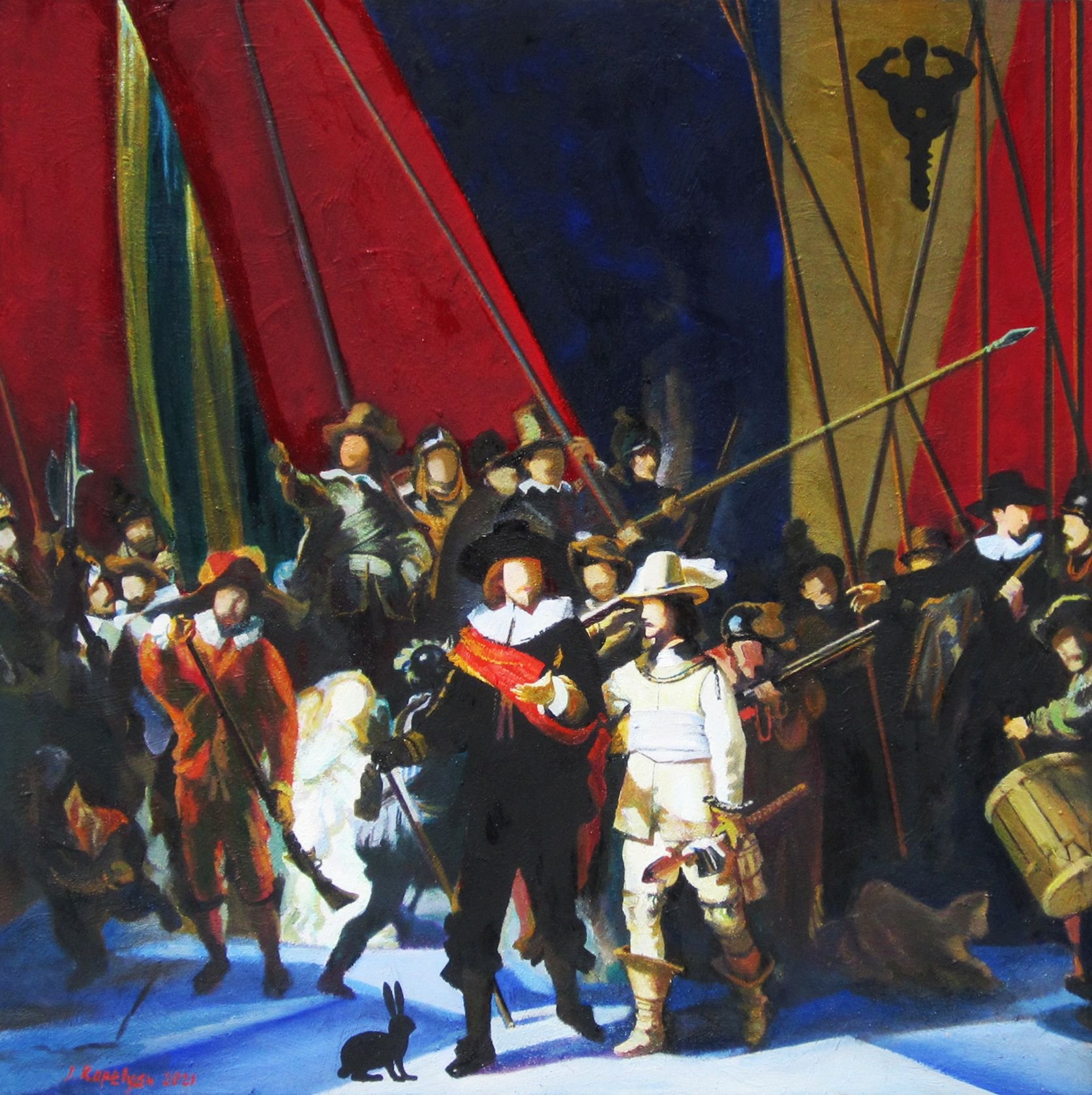 after-rembrandt_a-play-on-the-night-watch_100x100_oil-on-canvas.jpg