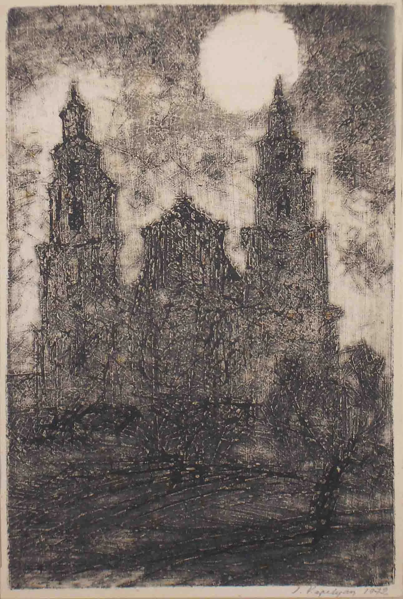 Cathedral in Minsk (1972) - Etching, 40 × 26 cm
