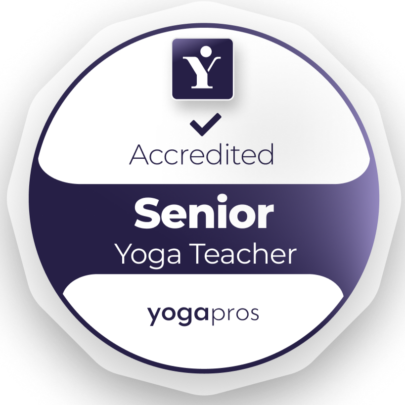 Logo from the Yoga Pros professional body, accrediting Emma as a senior level yoga teacher.
