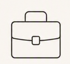 Line drawing of a briefcase with a handle and a front latch