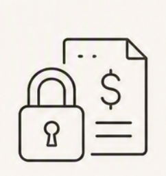 A lock icon next to a financial document with a dollar sign