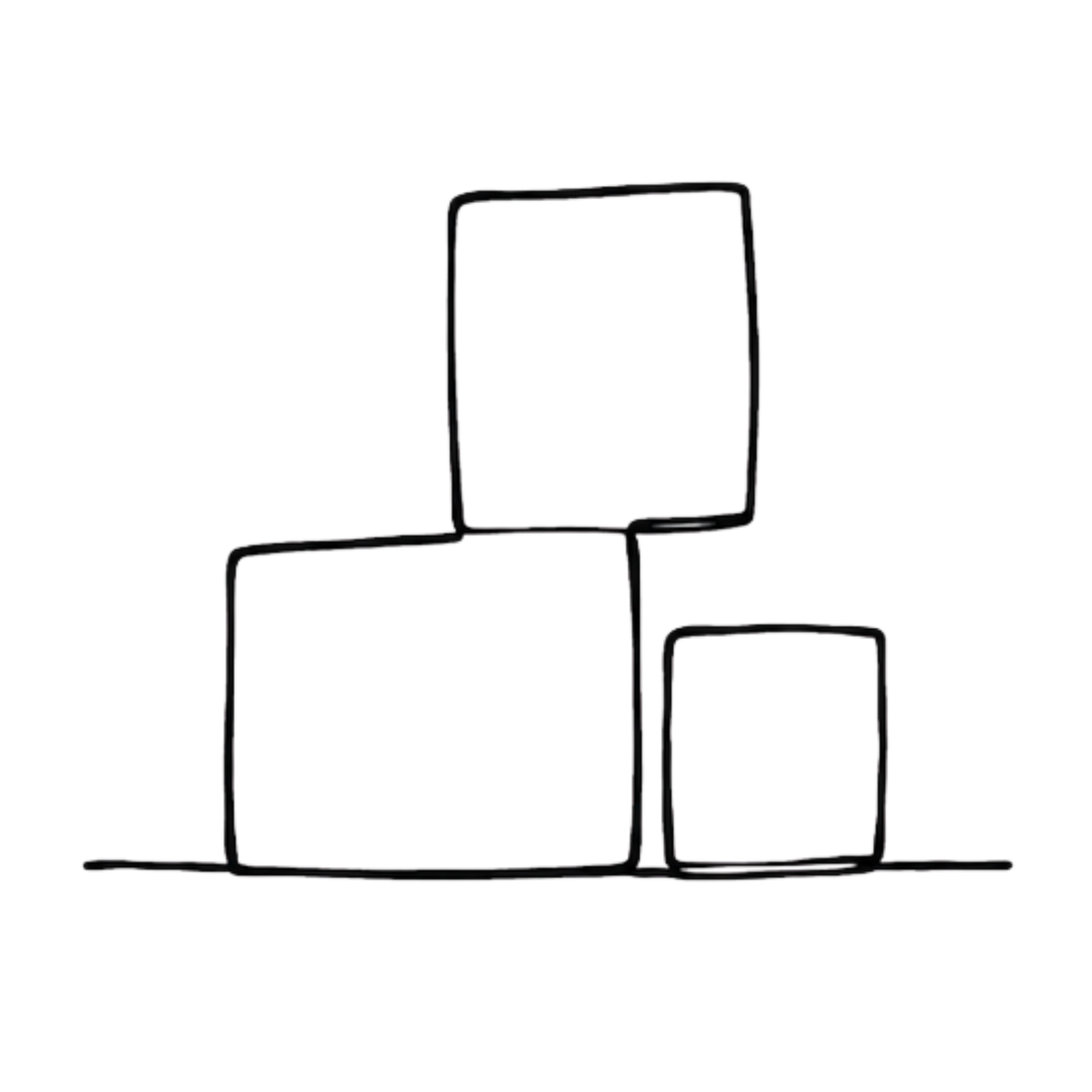 Handdrawn squares stacked like building blocks
