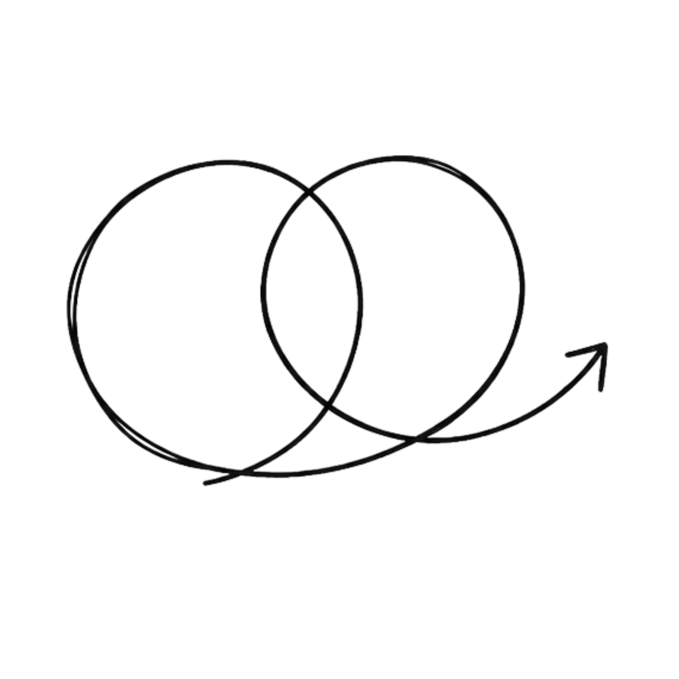 White background with swirl diagram with a small arrow pointing upwards.