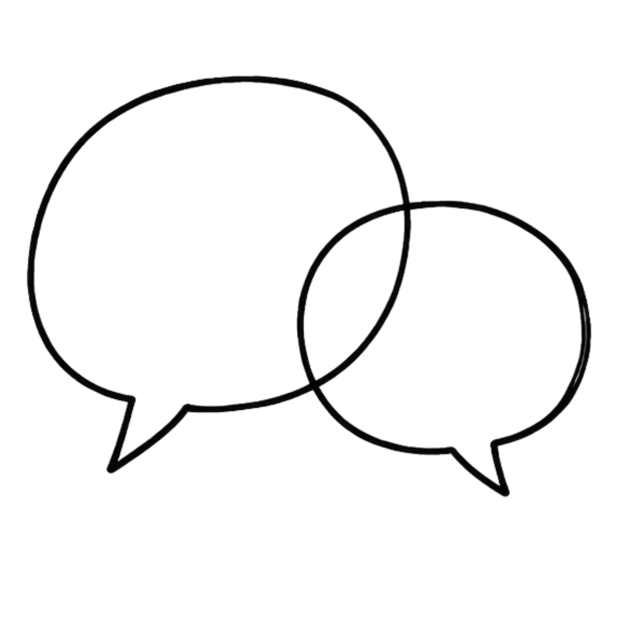 Two overlapping speech bubbles.
